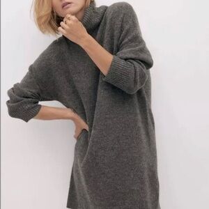 TOPSHOP boxy Turtleneck Sweater Dress SMALL Gray Long Sleeves Dark Gray NEW